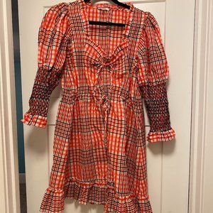 Ganni Plaid Mini Dress Size 8